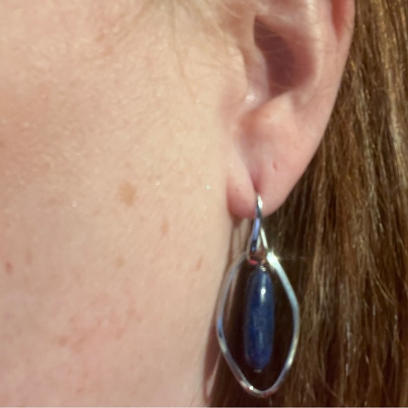 lapis lazuli earrings milor italy stainless steel hooks pierced - Picture 2 of 7